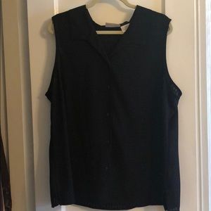 Sheer navy sleeveless blouse